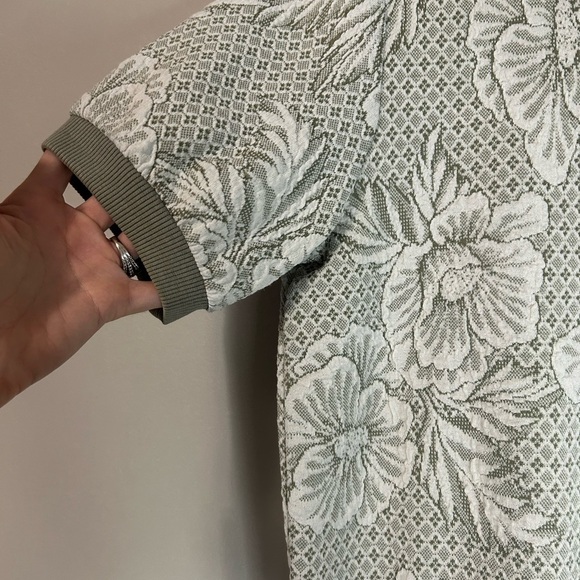 Alfred Dunner Green and White Polo Shirt with Botanical Print, Size M - Picture 5 of 6
